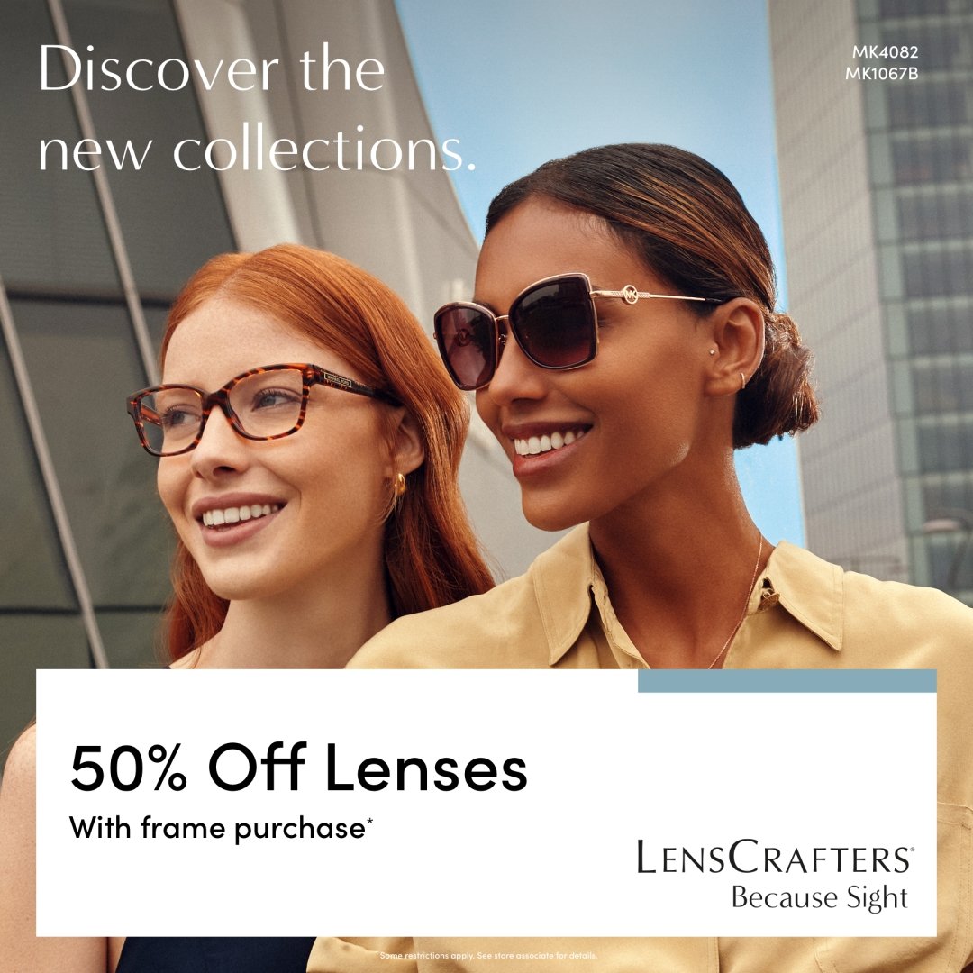 LensCrafters May Campaign Receive 50 off lenses with a purchase of a frame 1080x1080 EN