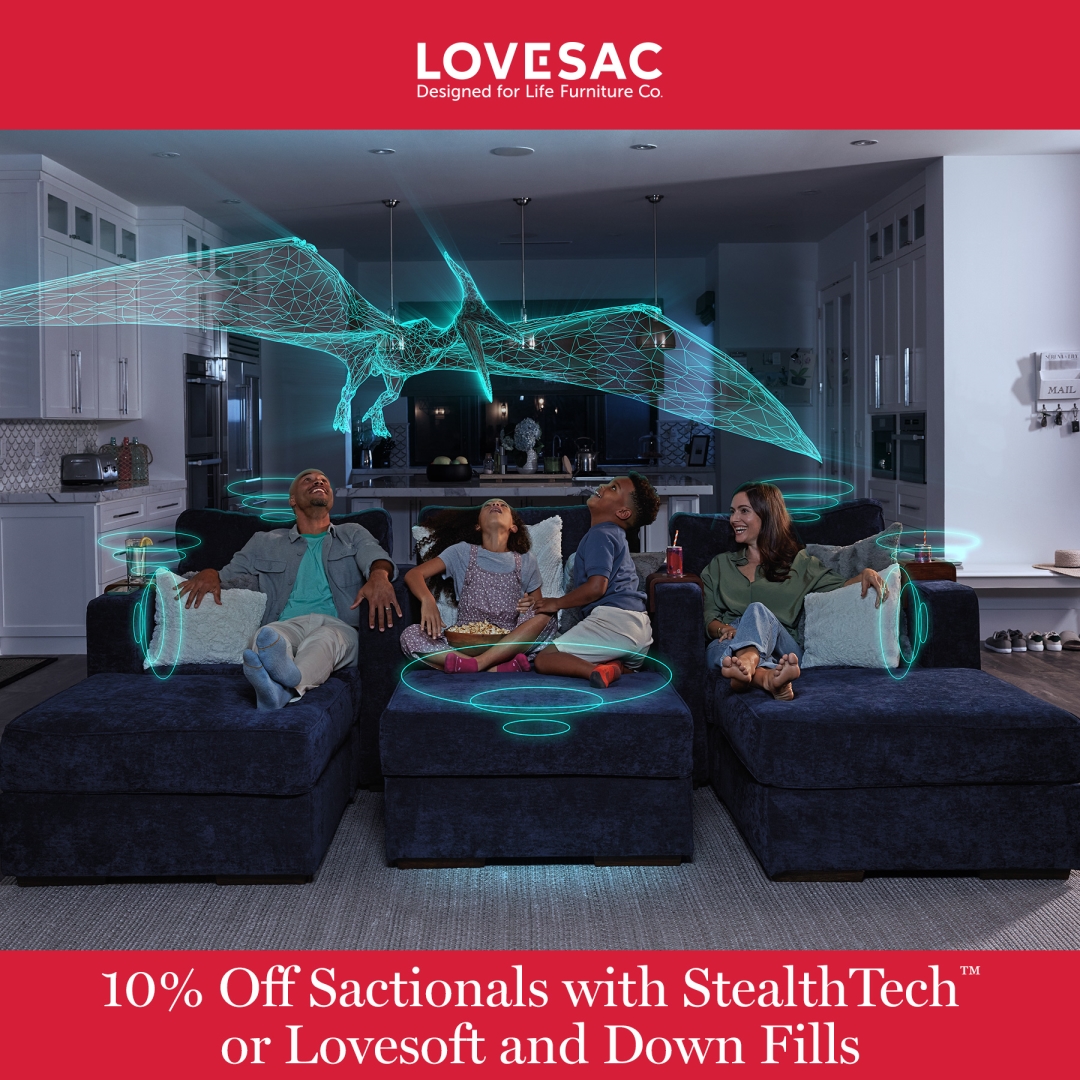 Lovesac 10 Off Sactionals with StealthTech or Lovesoft and Down Fills 1080x1080 EN