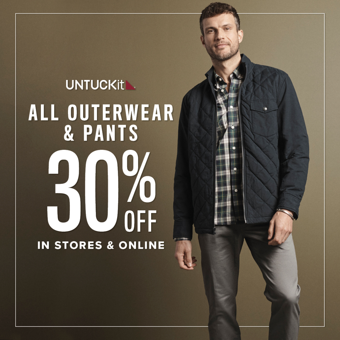 UNTUCKit Campaign 110 Untuckit Save 30 on Outerwear Pants EN 1080x1080 1