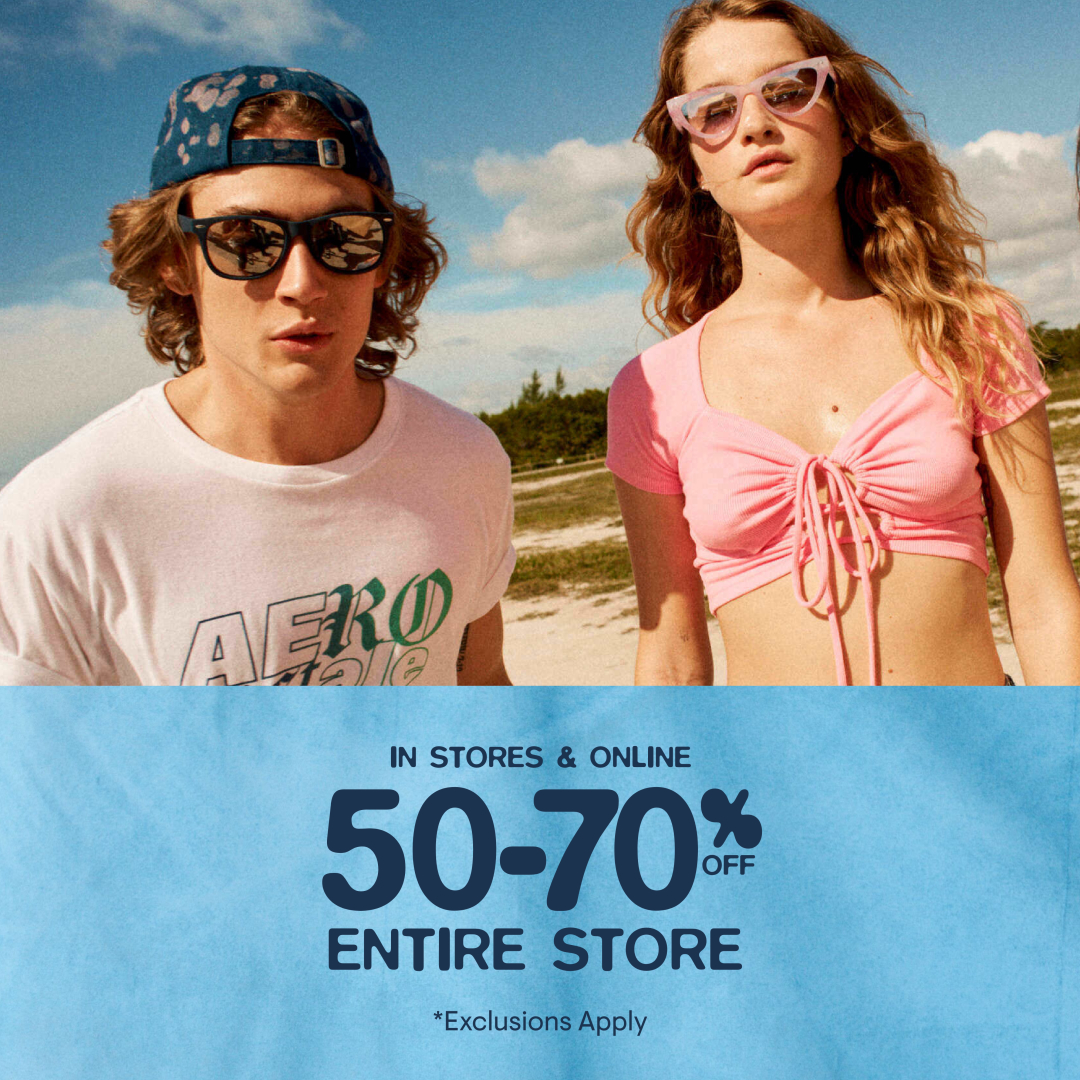 Aeropostale Factory Campaign 42 50 70 Off at Aéropostale EN 1080x1080 1